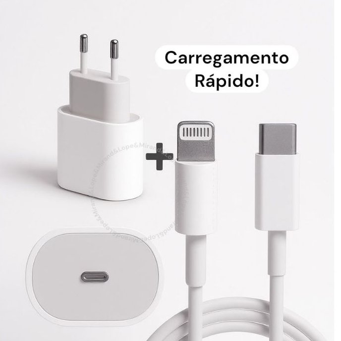 Kit Carregador Turbo Fonte com Cabo Carregamento Rápido 35W