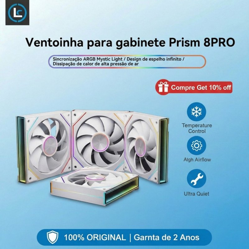 🔥Ventilador ARGB Prism 8 PRO 120mm para PC 1600RPM Fixo  Refrigeração Eficiente Grande quantidade de vento