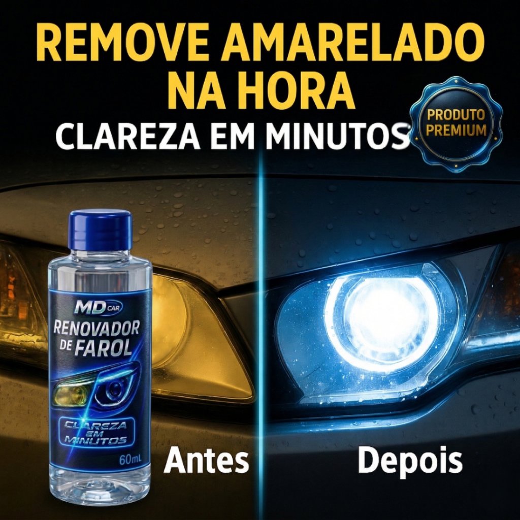 Revitalizador de Farol MD Car – Remove Amarelado, Fosco e Opacidade dos Faróis 60 ml - Imediato Top