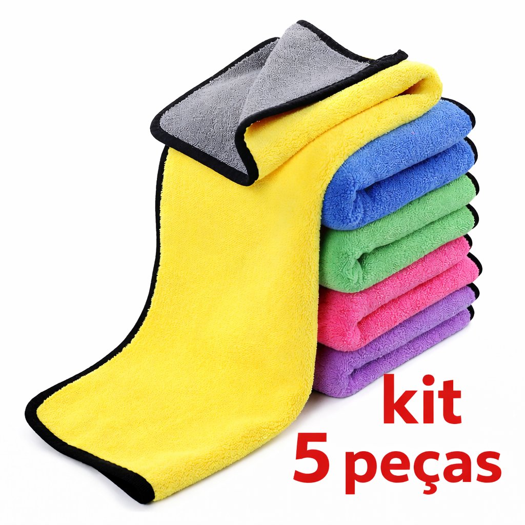 Kit 05 Pano Flanela Microfibra Automotiva Premium Para Lavagem polimento de Carro