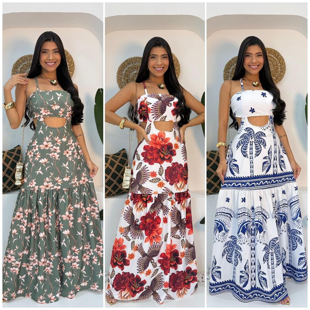 Vestido Longo Com FORO e BOJO, Feminino Com manga Variados super confortáveis e leves qualidade e durabilidade