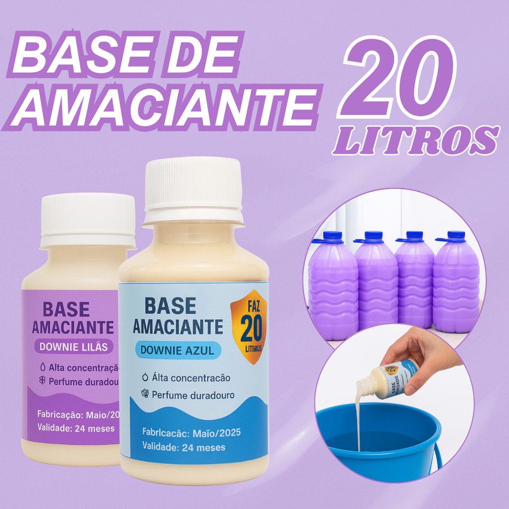Base Amaciante Concentrada 100ml Faz 20 litros perfumada tipo DOWNYEX RENDE MUITO