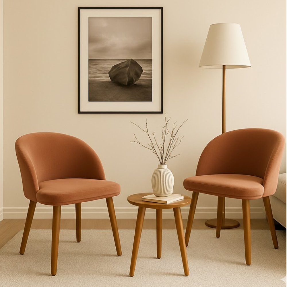 Kit 2 Cadeiras Lua Slim Decorativa Tecido Veludo Pés Palito