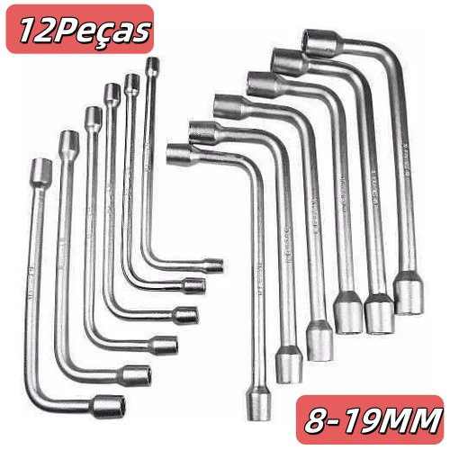 Kit 12 Peças Jogo de Chave Biela Kit Ferramentas 8 a 19mm Kit Ferramentas Jogo Chaves Biela Chave Boca