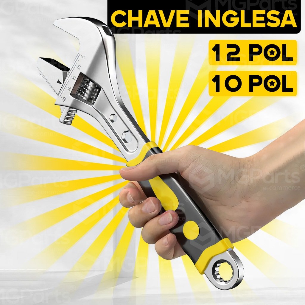Chave Inglesa Ajustável 12 Polegadas Profissional Reforçada Cabo Emborrachado Pronta Entrega