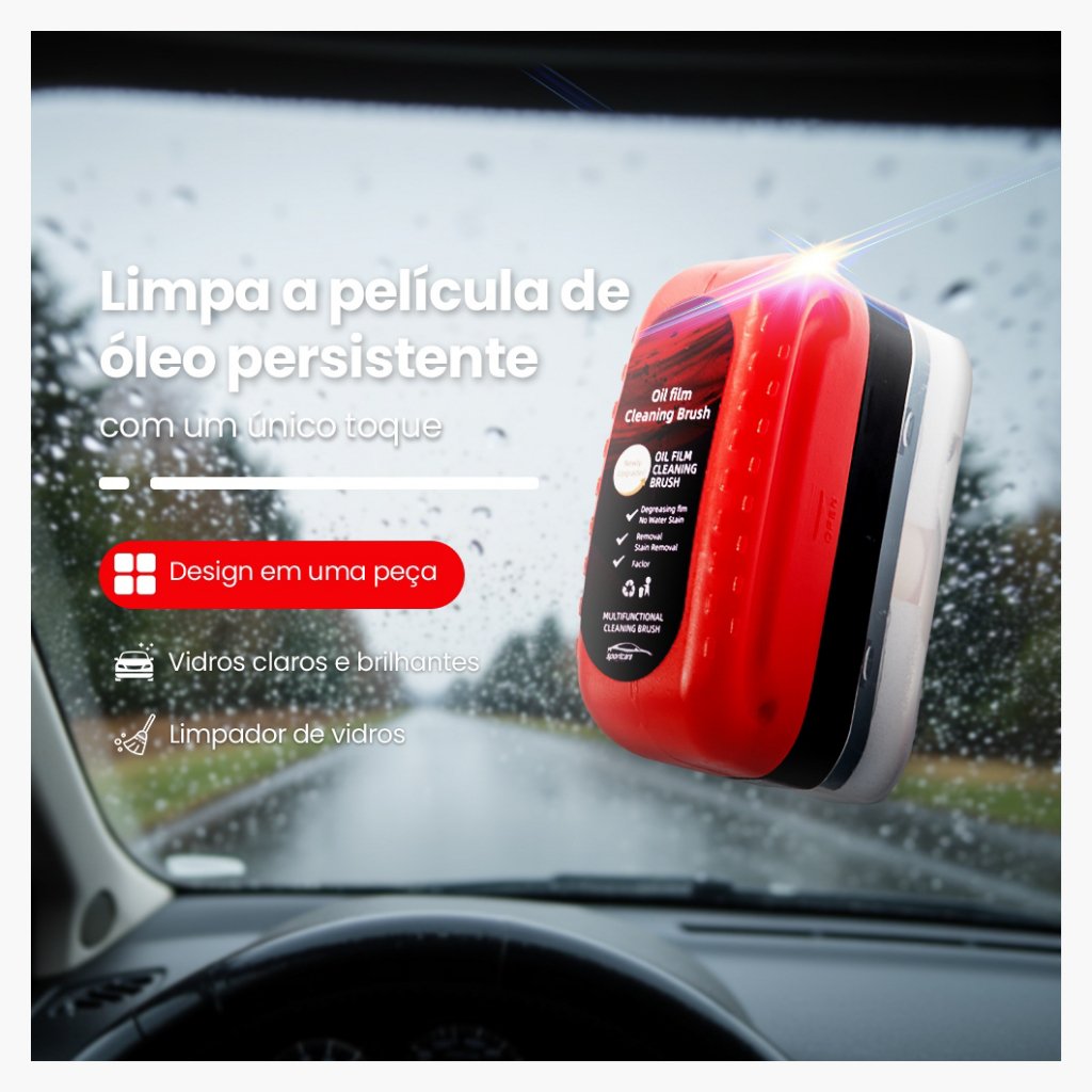 Limpador de Vidro Automotivo 2 em 1 com Aplicador 120ml Limpa Para-brisa Espelho Carro