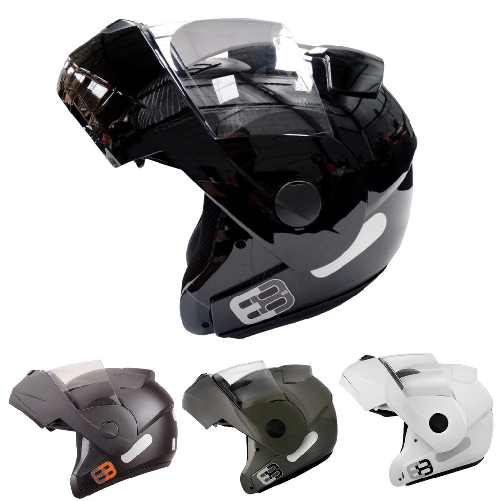 Capacete Articulado Robocop Ebf E8 Escamoteavel Moto Preto