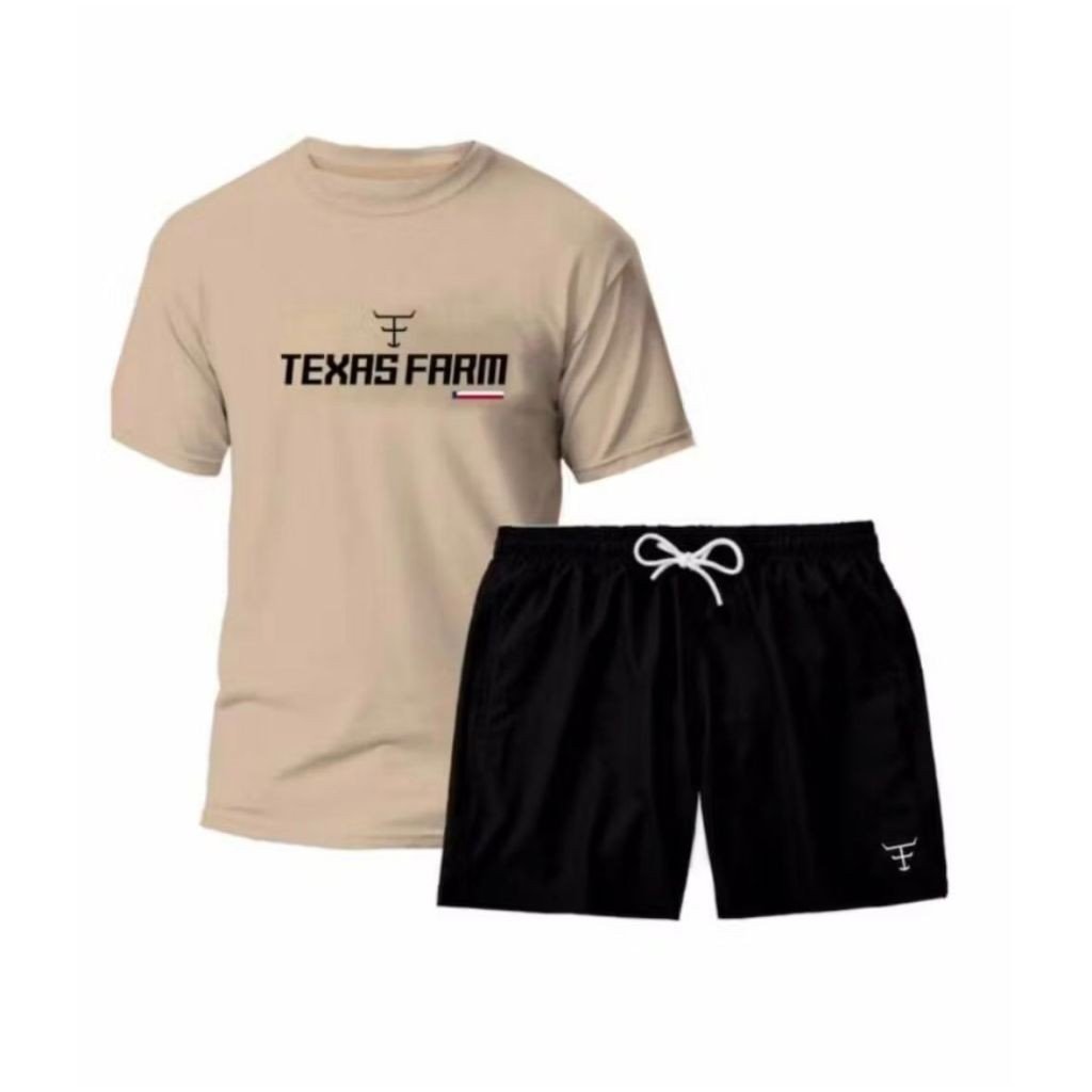 Kit Camiseta Camiseta TEXAS FARM Algodão + Short Tactel Lançamento