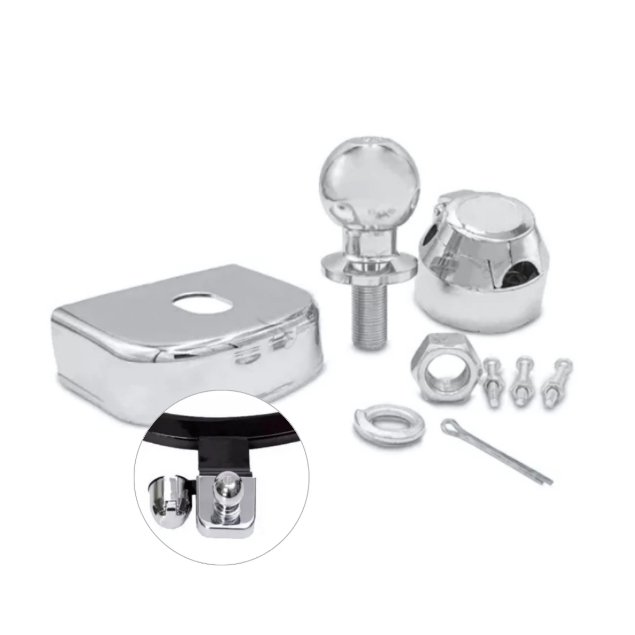Kit Engate Cromado Esfera 50mm, Capa 90mm Tomada Abs 6 Polos