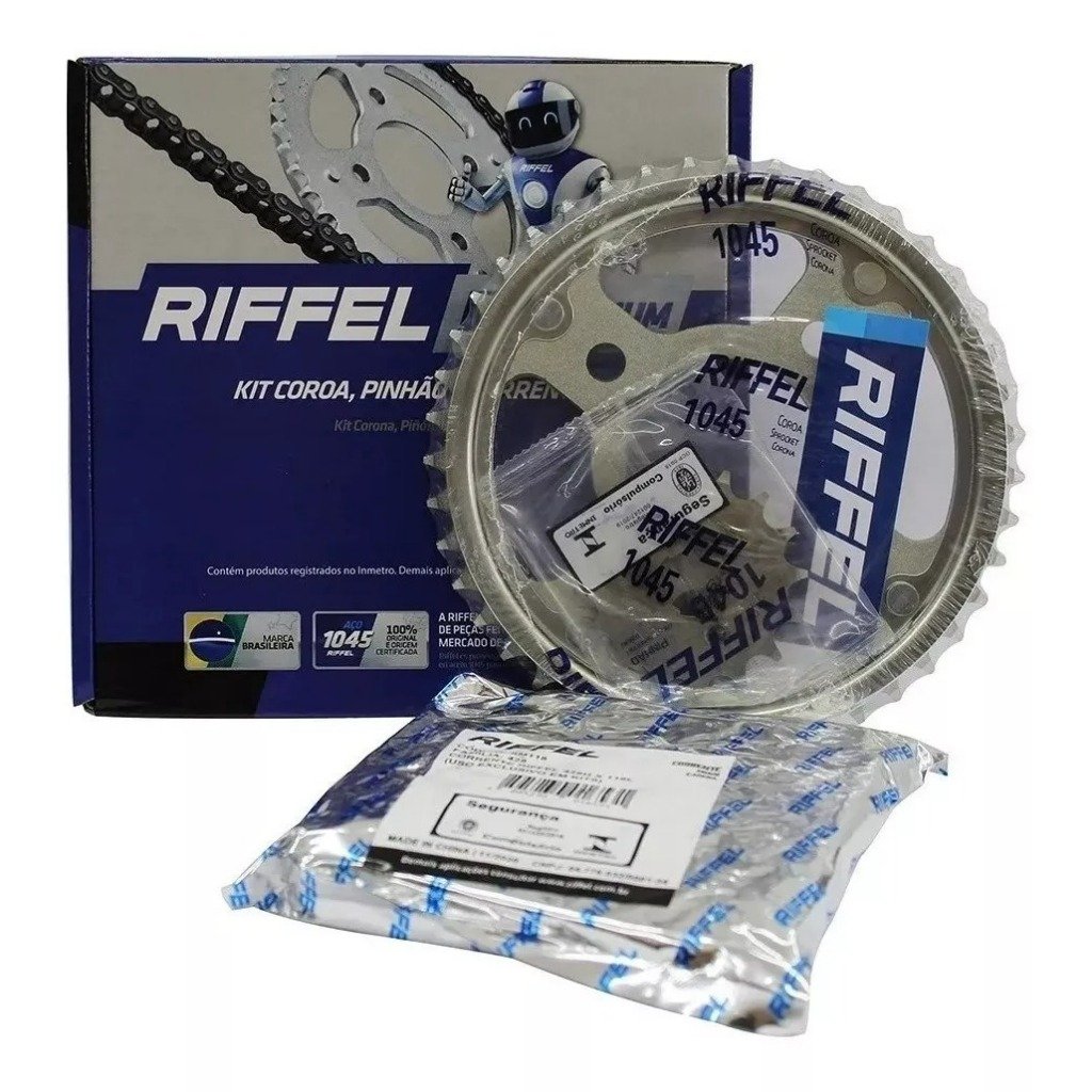 Kit Relação Transmissão Tração Honda Titan Cg Fan 150 KS ES MIX ORIGINAL RIFFEL 2004 2005 2006 2006 2008 2009 2010 2011