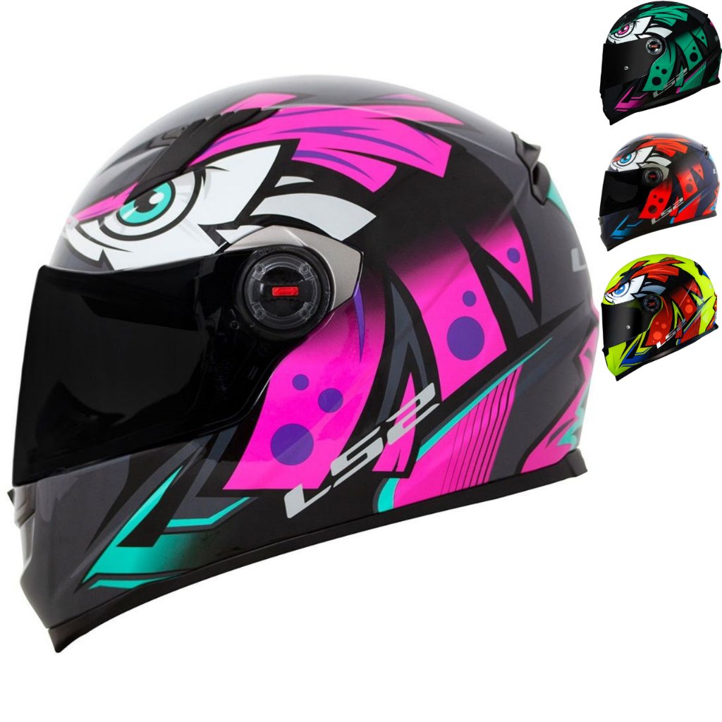 CAPACETE LS2 FF358 TRIBAL ROSA VERDE  LARANJA AMARELO MASCULINO FEMININO ÁGUIA
