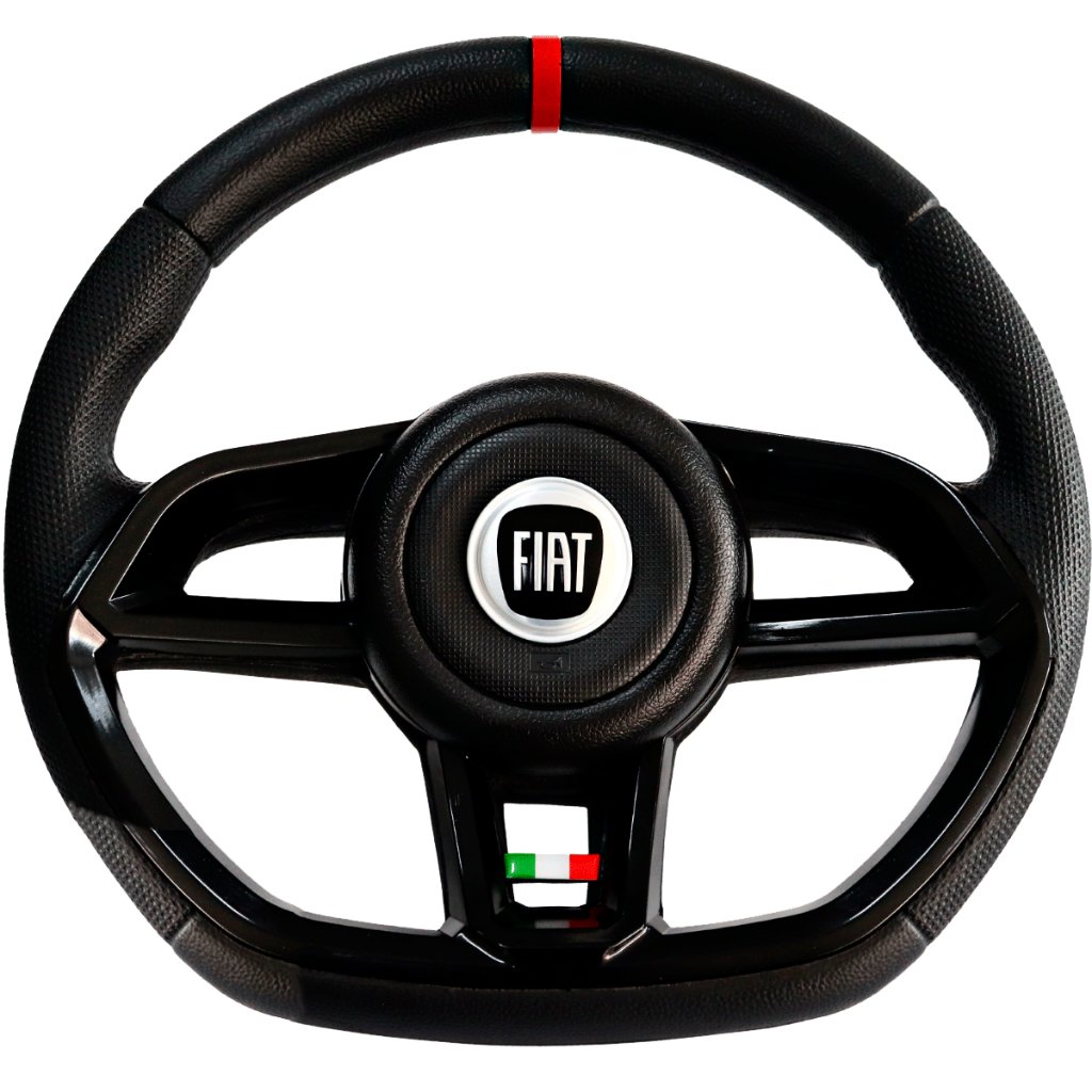 Volante EsportivoPreto Emblema Logo Vermelho Itália Anel Vermelho Uno Fire Palio Siena Punto Fiorino