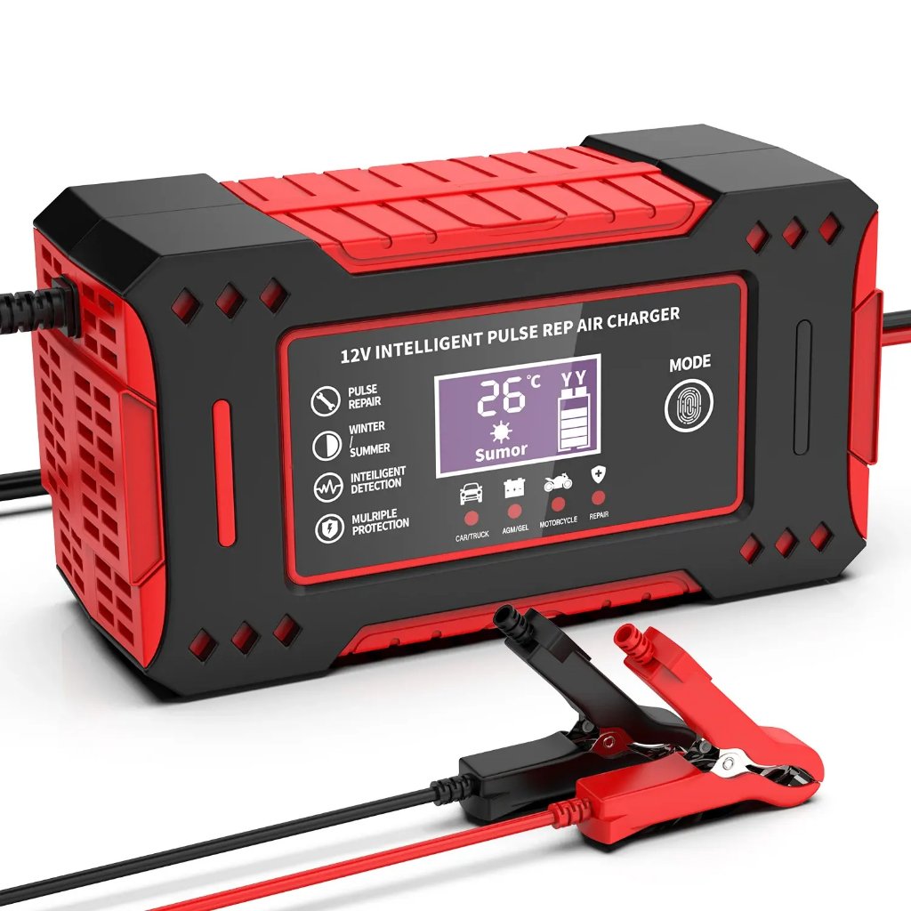 Carregador Inteligente de Bateria 12V 6A Automotivo com Display LCD