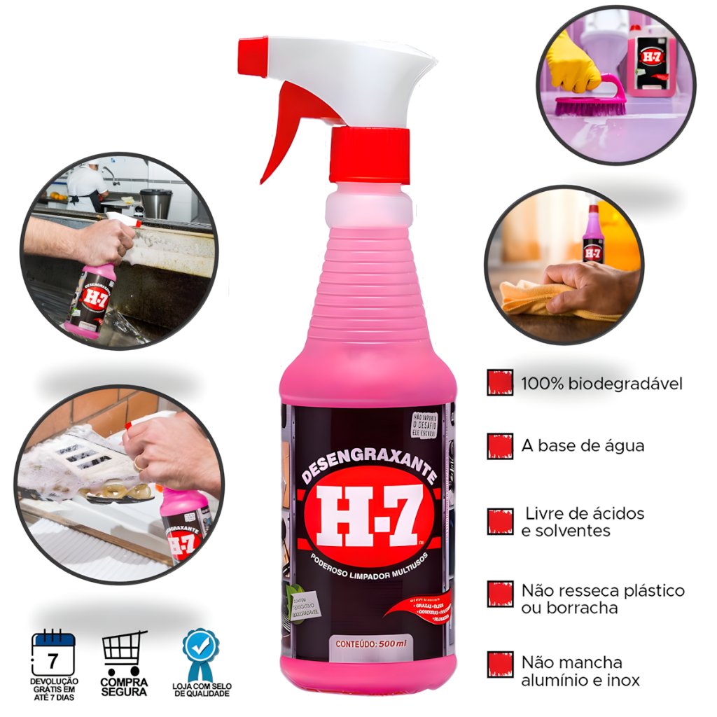 Desengraxante Automotivo H7 Limpeza Pesada Spray 500ml