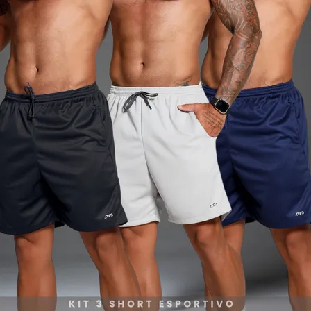 Kit3 Short Futebol Bermuda Esporte Masculina Treino Academia