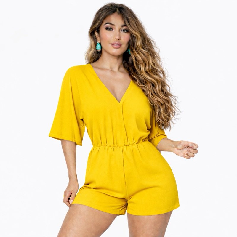 macaquinho envio rapido  midi manga flare festa praia feminino Virgínia gola V verão  tendência casual mais vendidos