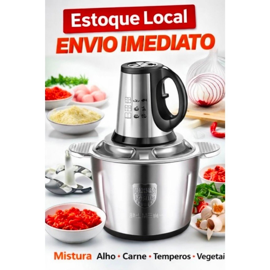 Picador De Alimentos Moedor De Carne Mixer Elétrica Processador Cozinha Casa Alho - 110v-220v
