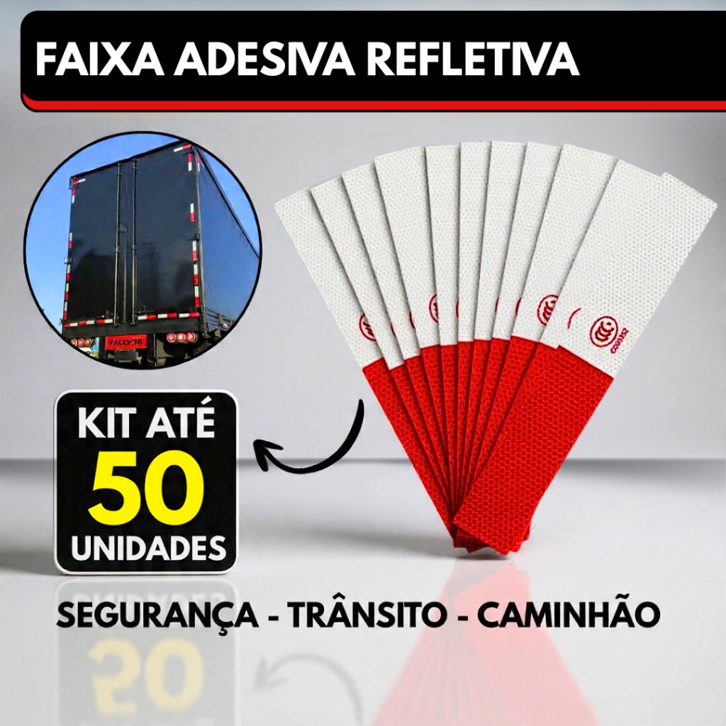 Faixa Refletiva Para Caminhão Van Onibus Carreta Adesivo Traseiro Fita de Reboque Carretinha Parachoque Segurança
