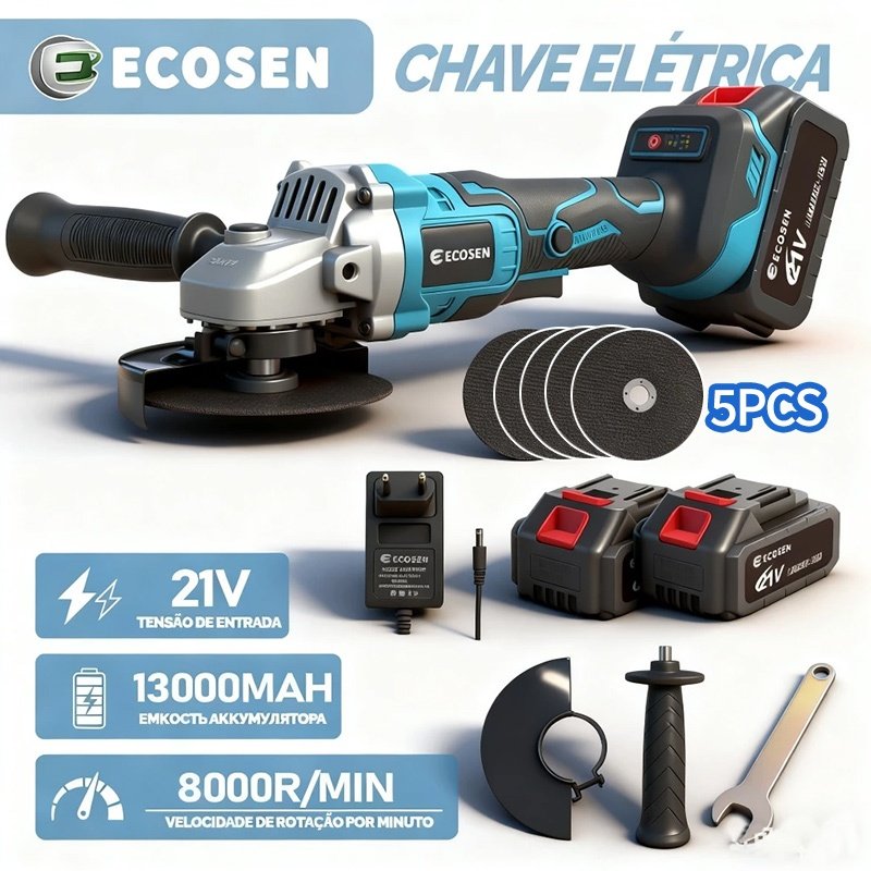 Esmerilhadeira Lixadeira Angular 4 polegadas Brushless 8000rpm-2bateria De Lítio 5lâminas de serra lixadeira bateria