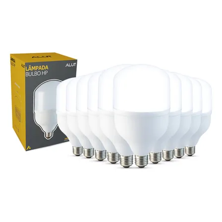 Kit 10 Lampadas Led Bulbo Hp 50w 6500k Branco Frio E27 110v/220v Bivolt Cod: Alut000111-10 Alut By Avant 127/220v