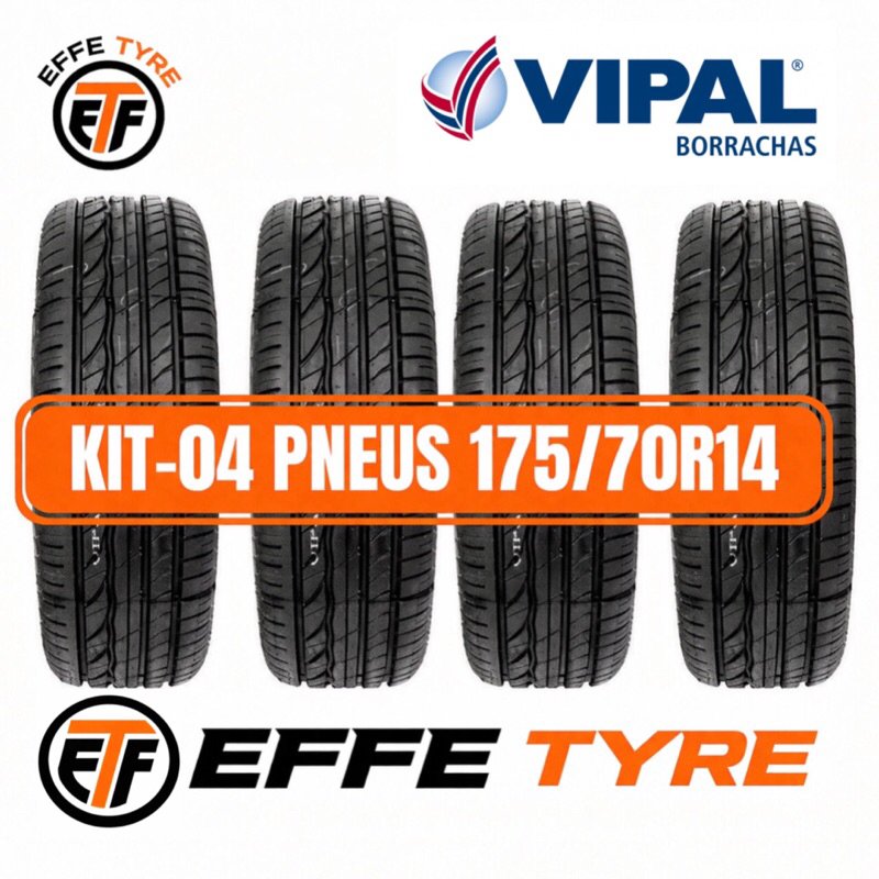 Jogo Com 4 Pneus 175/70 14 R14 Borracha Vipal Ecológico Remold Premium Desenho Michelin