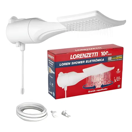 Chuveiro Ducha Lorenzetti Loren Shower Eletrônico Branco 7500w 220v 6.8 Kw