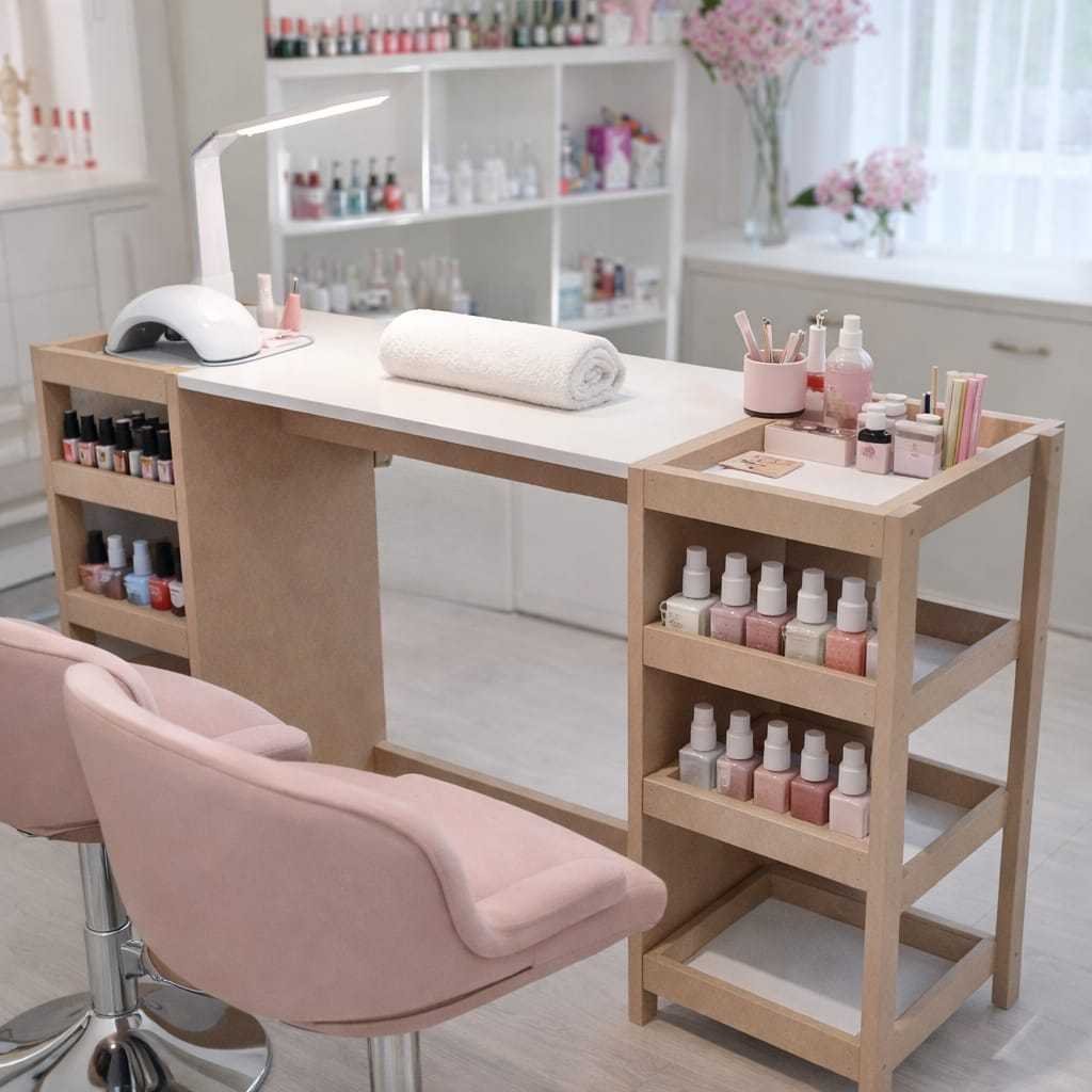 Mesinha Manicure Profissional Completa C/ Organizador Lateral Mista