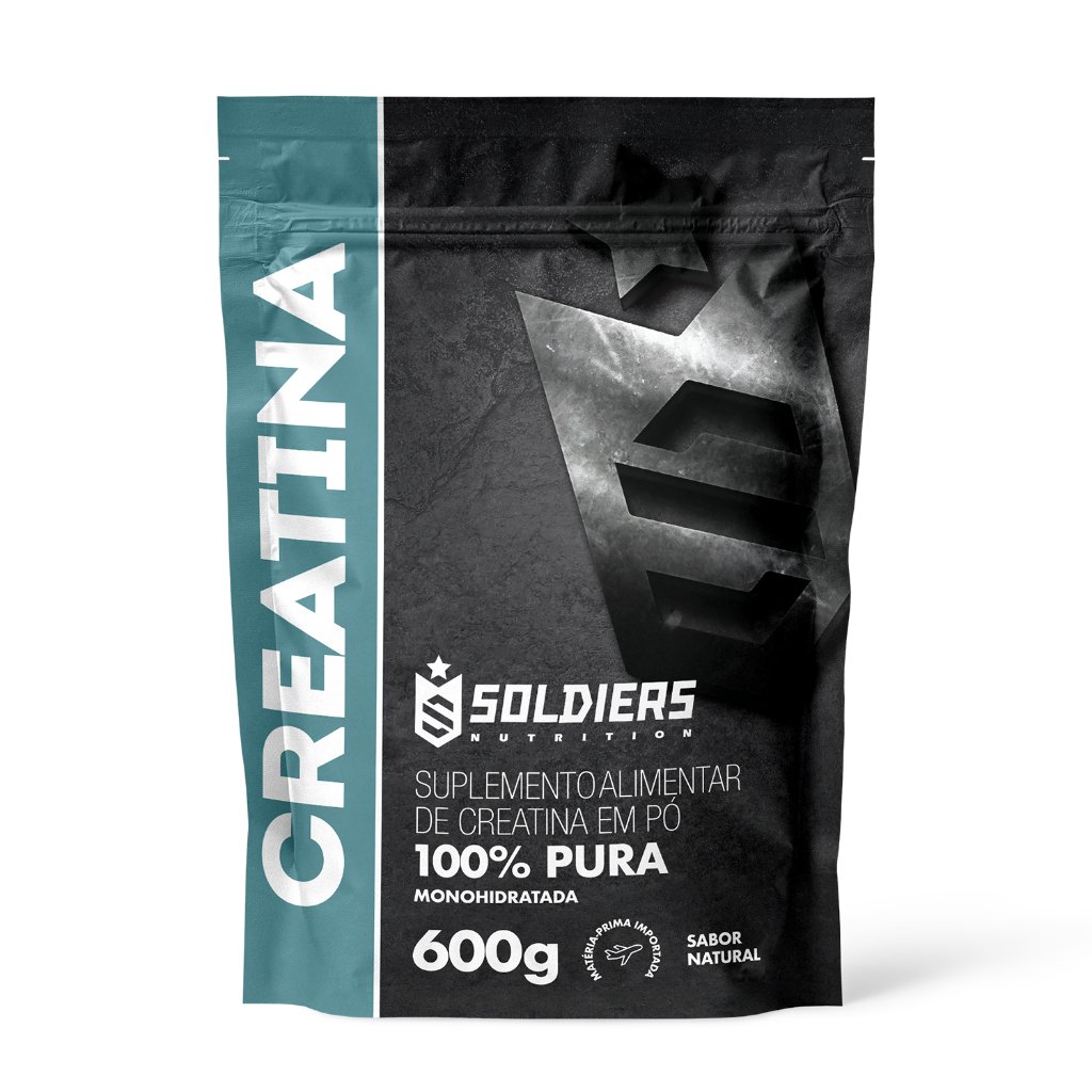 Creatina Monohidratada 600g 100% Pura Importada Soldiers Nutrition Suplemento Performance Muscular Força