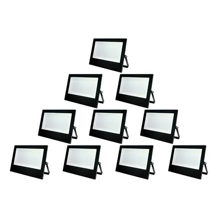 Kit 10 Refletor Led Slim Externo 200w 6500k Branco Frio Ip66 110v/220v Bivolt Preto Cod: Alut000702-10 Alut By Avant 127/220v Branco Frio 6500k