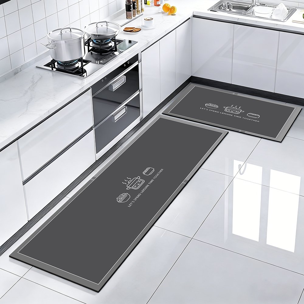 Kit 2 Tapetes de Cozinha - Borracha Antiderrapante, Super Absorvente e Secagem Rápida 120*34cm+60*34cm