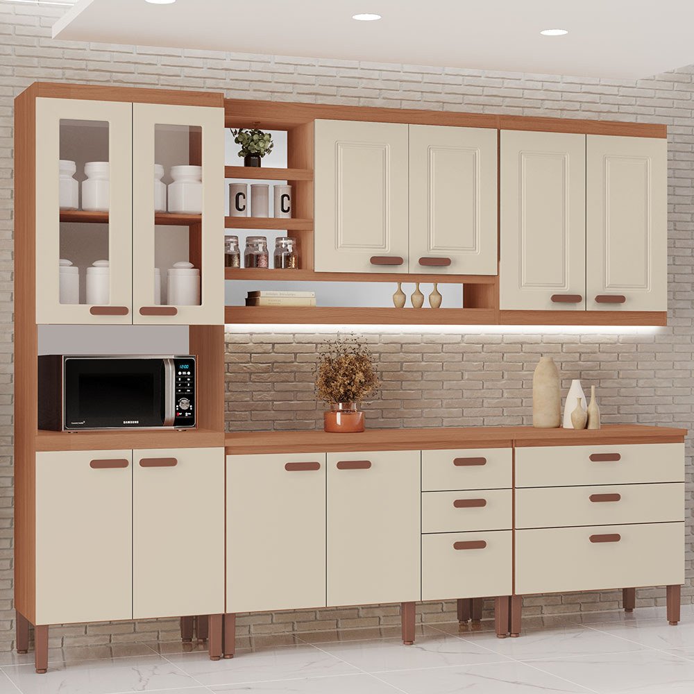Cozinha Modulada Completa Móveis Home 100% MDF 10 Portas e 6 Gavetas