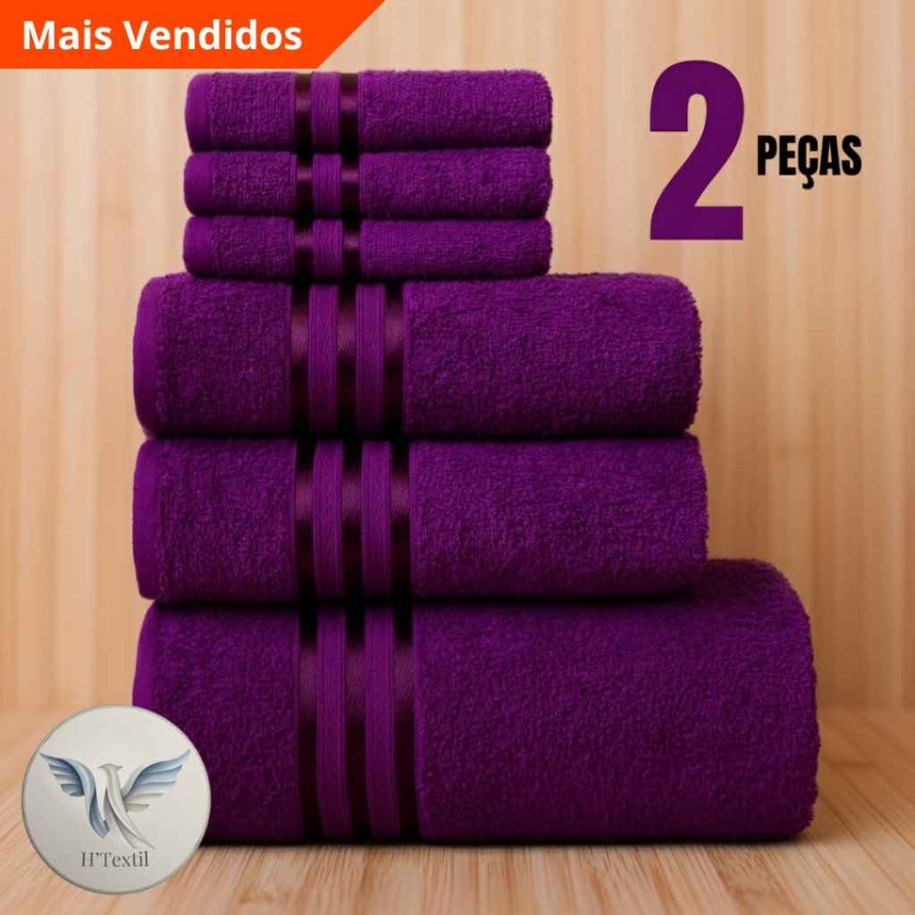 Kit 02 Toalhas Banho e Rosto Grande Macia 100% Algodão Secagem Rápida Alta Absorção