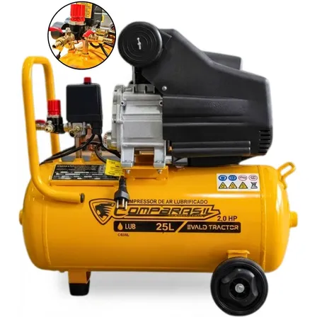 Compressor De Ar 25l 8,6pés 2hp Evald Tractor Compbrasil 220v