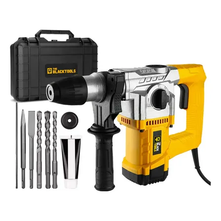 Martelete Perfurador Rompedor Professional 26mm 1100w Sds Plus 4j Com Acessorios Trm-2000 The Black Tools Amarelo, Preto E Cinza 220v 60hz
