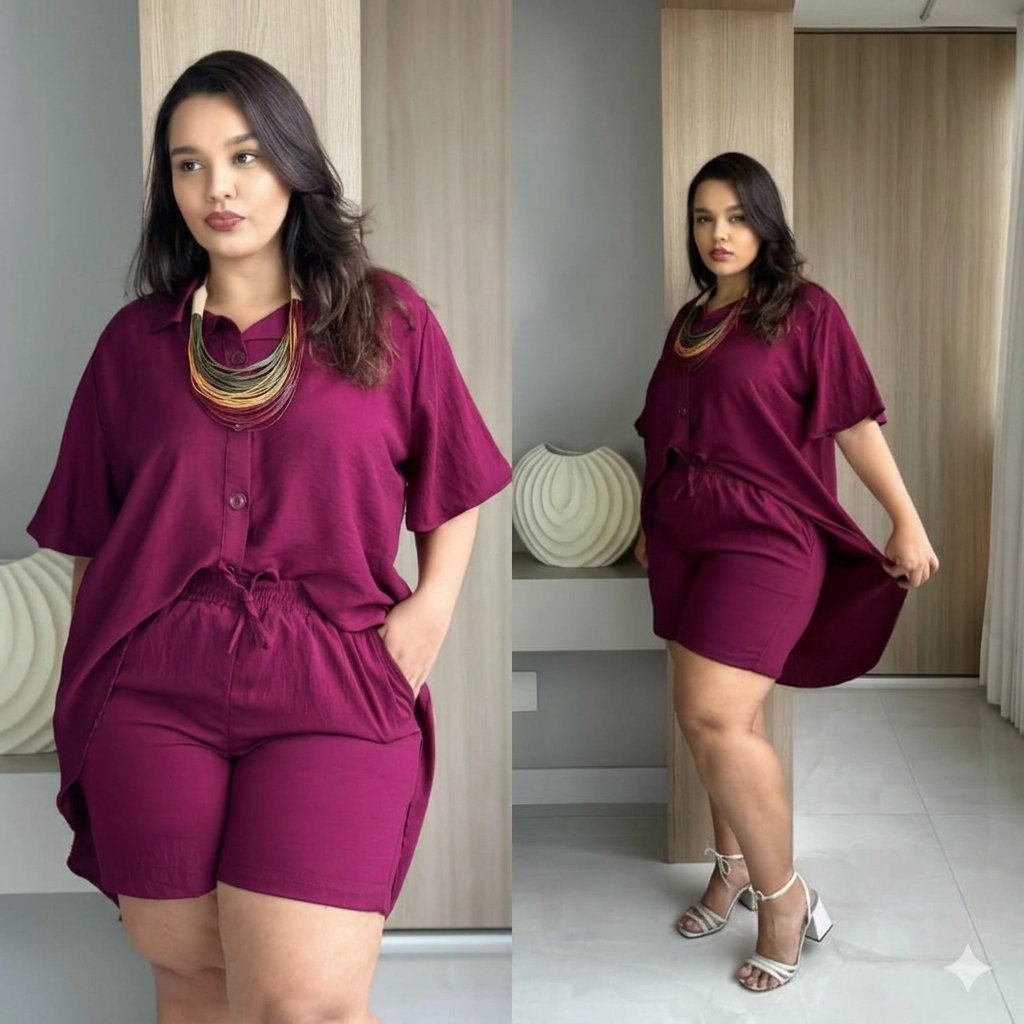 Conjunto Kimono Plus Size Moda Casual 48 ao 54 Premium