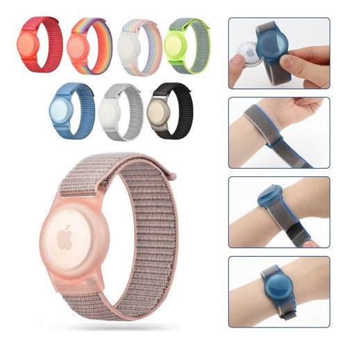 Pulseira Ajustável para Airtag Rastreador Infantil, Criança e Idoso - Nylon Respirável 17cm