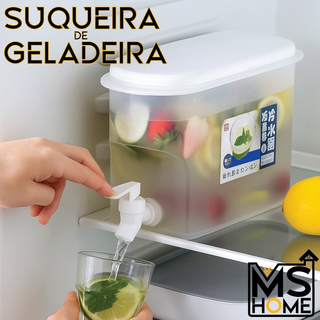 Suqueira Plastica Com Torneira Com tampa Para Geladeira Capacidade 3 Litros Para Agua Saborizada 3L
