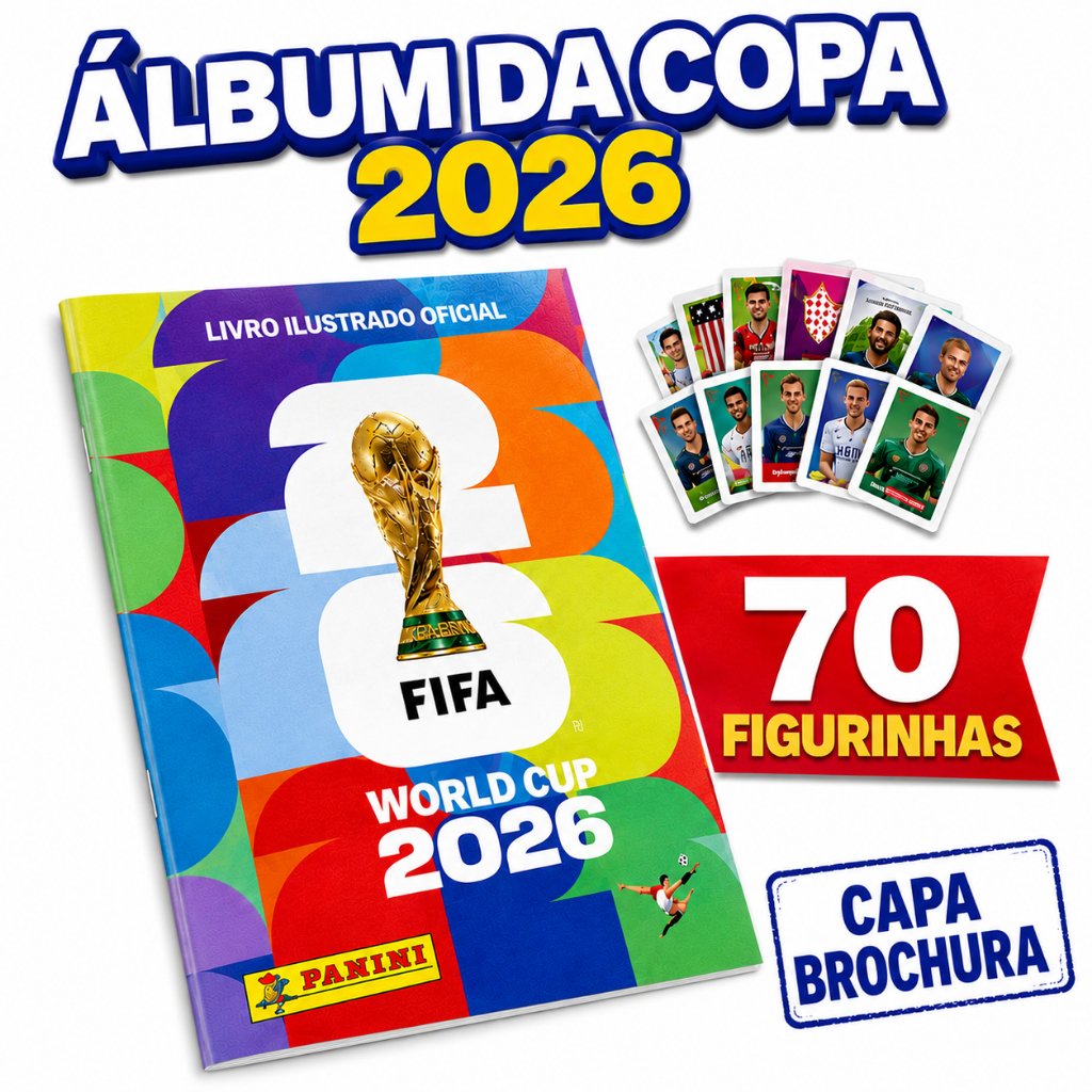 Album Copa Do Mundo 26 Panini Oficial Capa Mole + Kit com Figuinhas Oficiais
