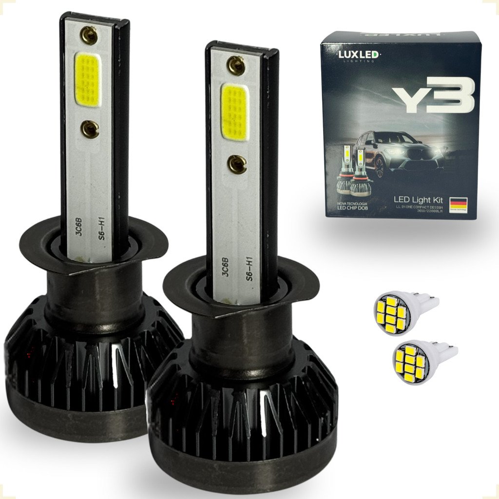 Par Ultra Led Lâmpadas Y3 Mini 6500K 22000Lm H1 H3 H4 H7 H11 H16 H27 HB3 HB4 + T10 Alto Baixo Milha