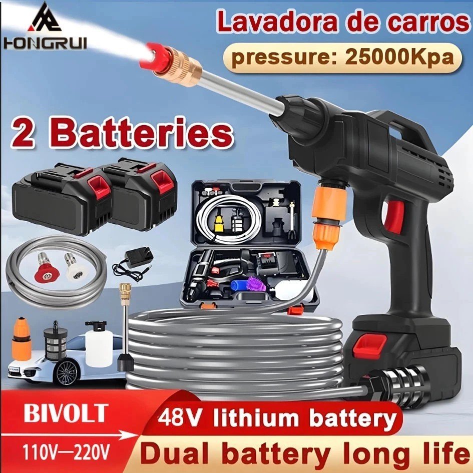 Lavadora de Alta Pressão Portátil Recarregável Para Carros E Jardins Linha Premium Pistola Lava Jato Profissional