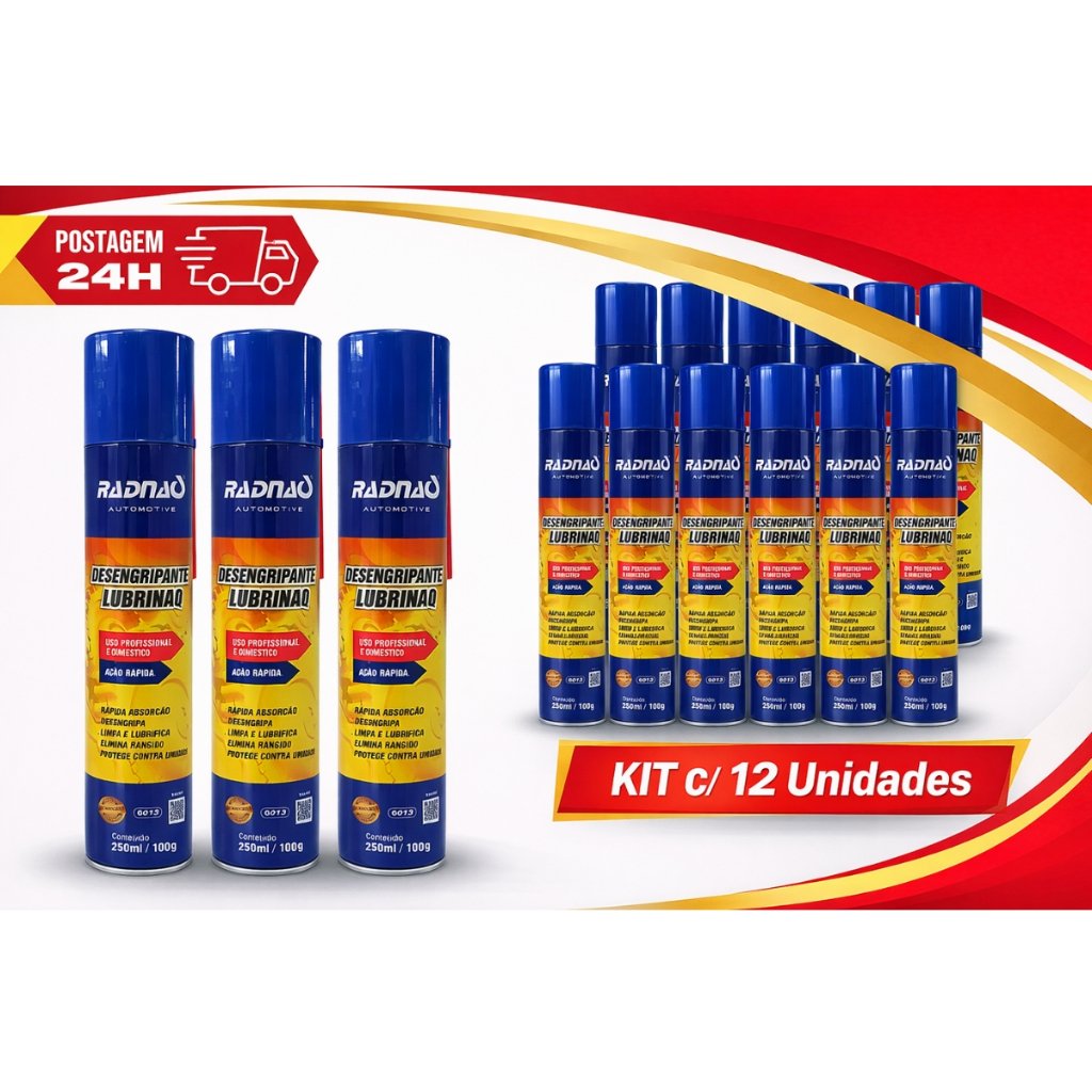 Kit Desengripante Antiferrugem 250ML 3 a 12 unidades - RADNAQ NOVO