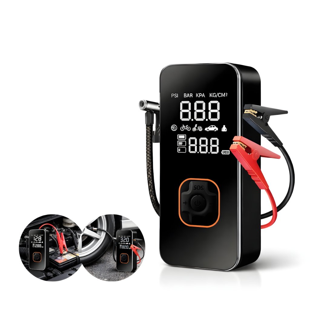 Portátil Air Compressor 12v Power Bank Jump Starter Dispositivo De Partida Pneu Inflator Impulsionador De Emergência
