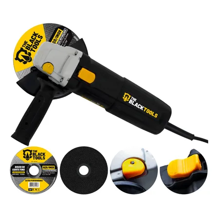 Esmerilhadeira Lixadeira Angular 4.1/2 11000rpm 780w The Black Tools Cor Preto Com 2 Discos De Corte 127v 50/60hz