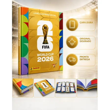 Álbum Capa Dura Ouro Copa Do Mundo 2026 Dourado Premium