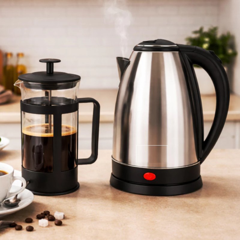 Chaleira 1,8 Litros + Cafeteira Prensa Francesa 300ml Jarra Elétrica Café Automática 127V 220V Inox