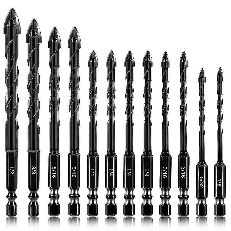 Kit 10 Brocas de carboneto Triangular Titânio Profissionais 3/16-1/2 De Para Fura Tudo