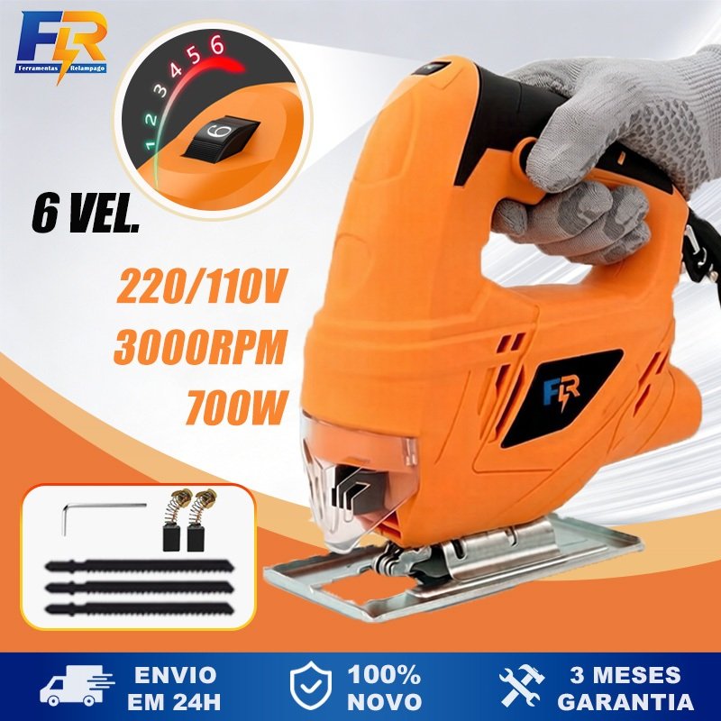Serra Tico-Tico 700W 6 Velocidades Variável com Base Ajustável 0°-45°+3 Lâminas