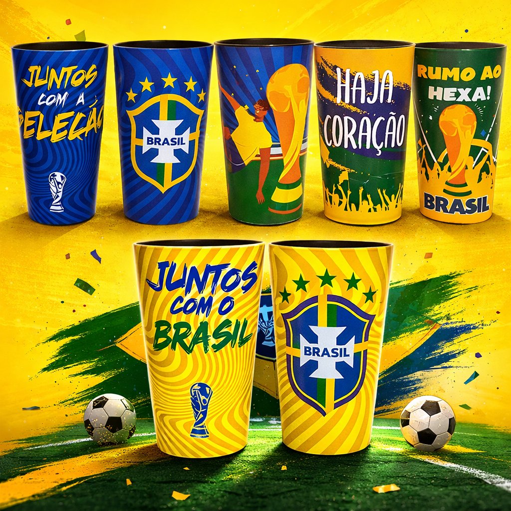 Kit 15 - Torcida Brasil - Copo Ecológico 500ml
