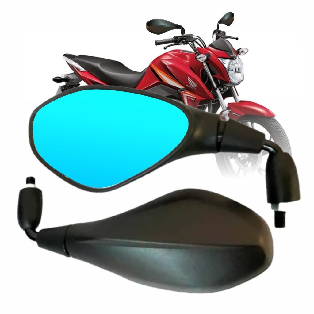 Retrovisor Bmw F800 Rebaixado 90° Honda Lente Convexo Azul