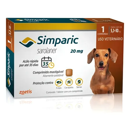 Simparic 20 Mg 5,1 A 10 Kg 1 Unidade Zoetis Marrom-claro